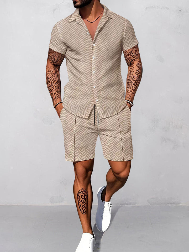 Casual Mönstrad Waffle Matchande Set