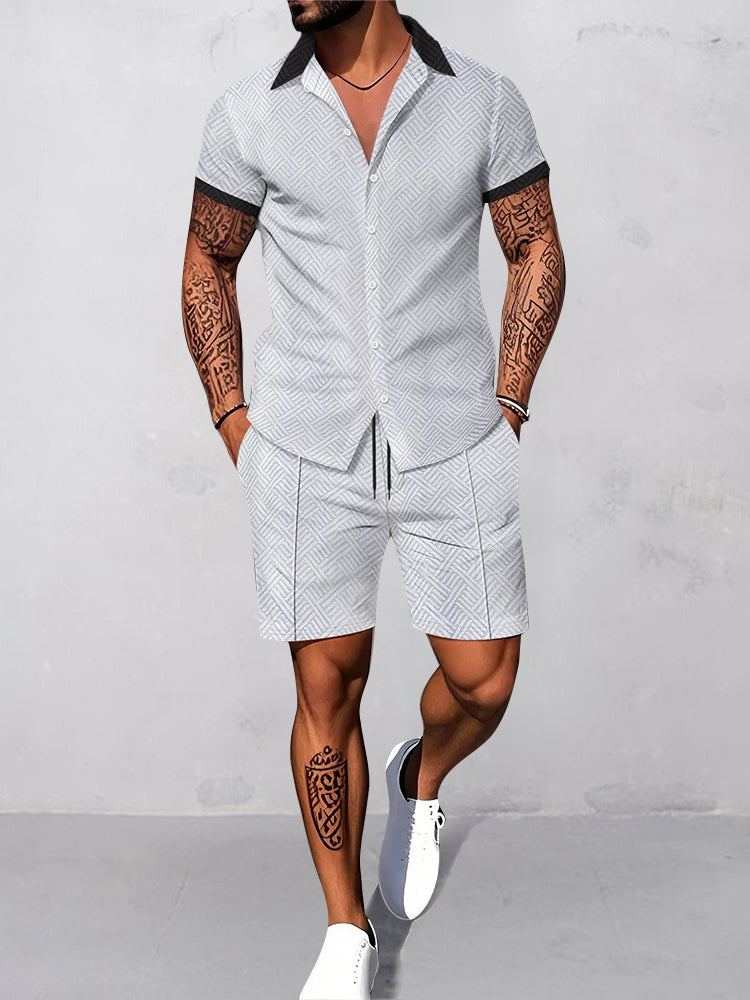 Casual Mönstrad Waffle Matchande Set