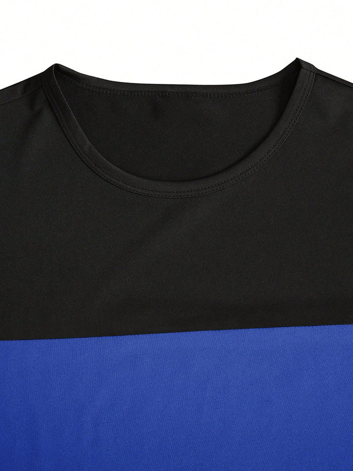 Casual Sportig Färgblock T-Shirt och Shorts Set