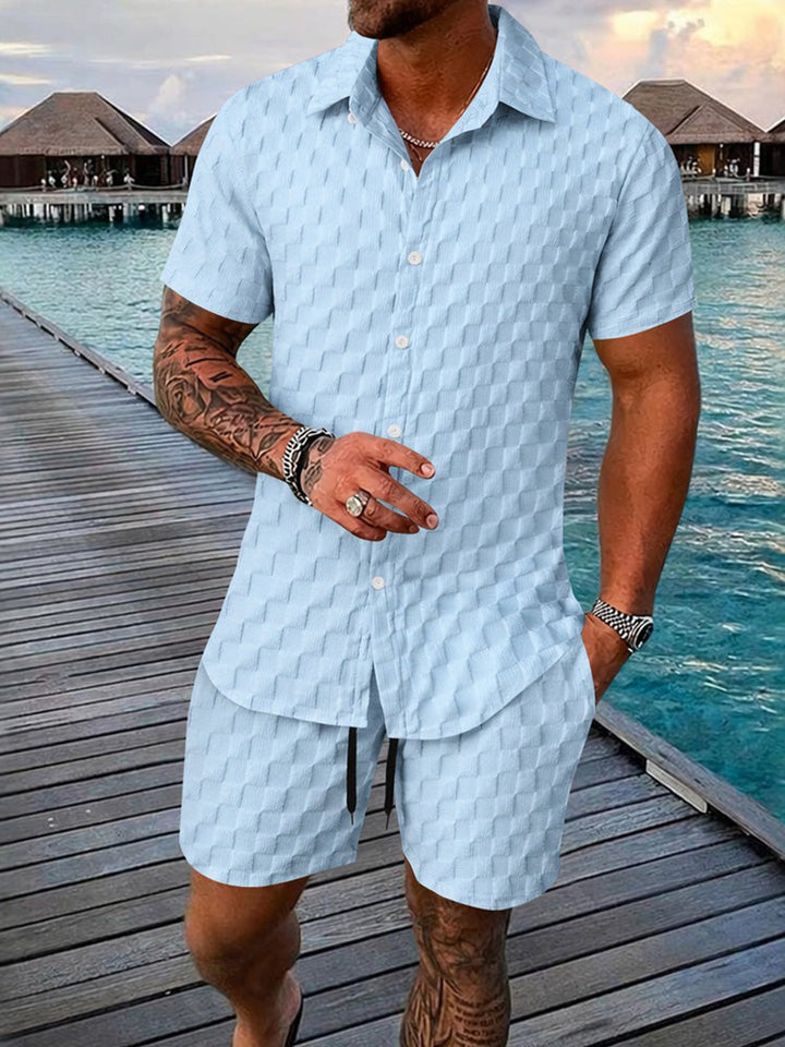 Herr Bubbel Jacquard 2-Delat Skjorta & Shorts Set