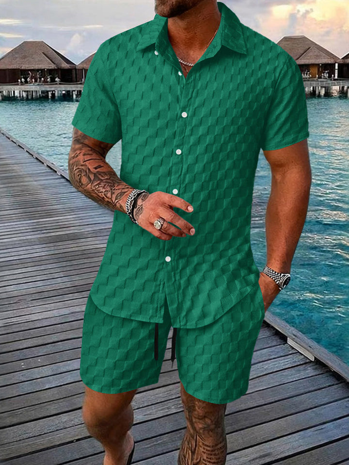 Herr Bubbel Jacquard 2-Delat Skjorta & Shorts Set