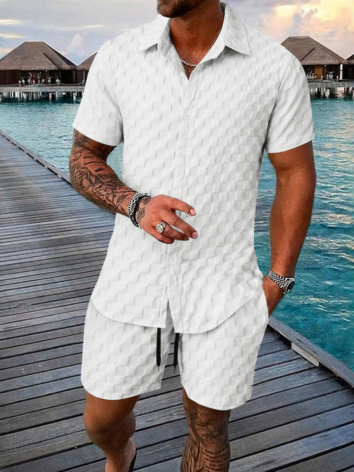 Herr Bubbel Jacquard 2-Delat Skjorta & Shorts Set