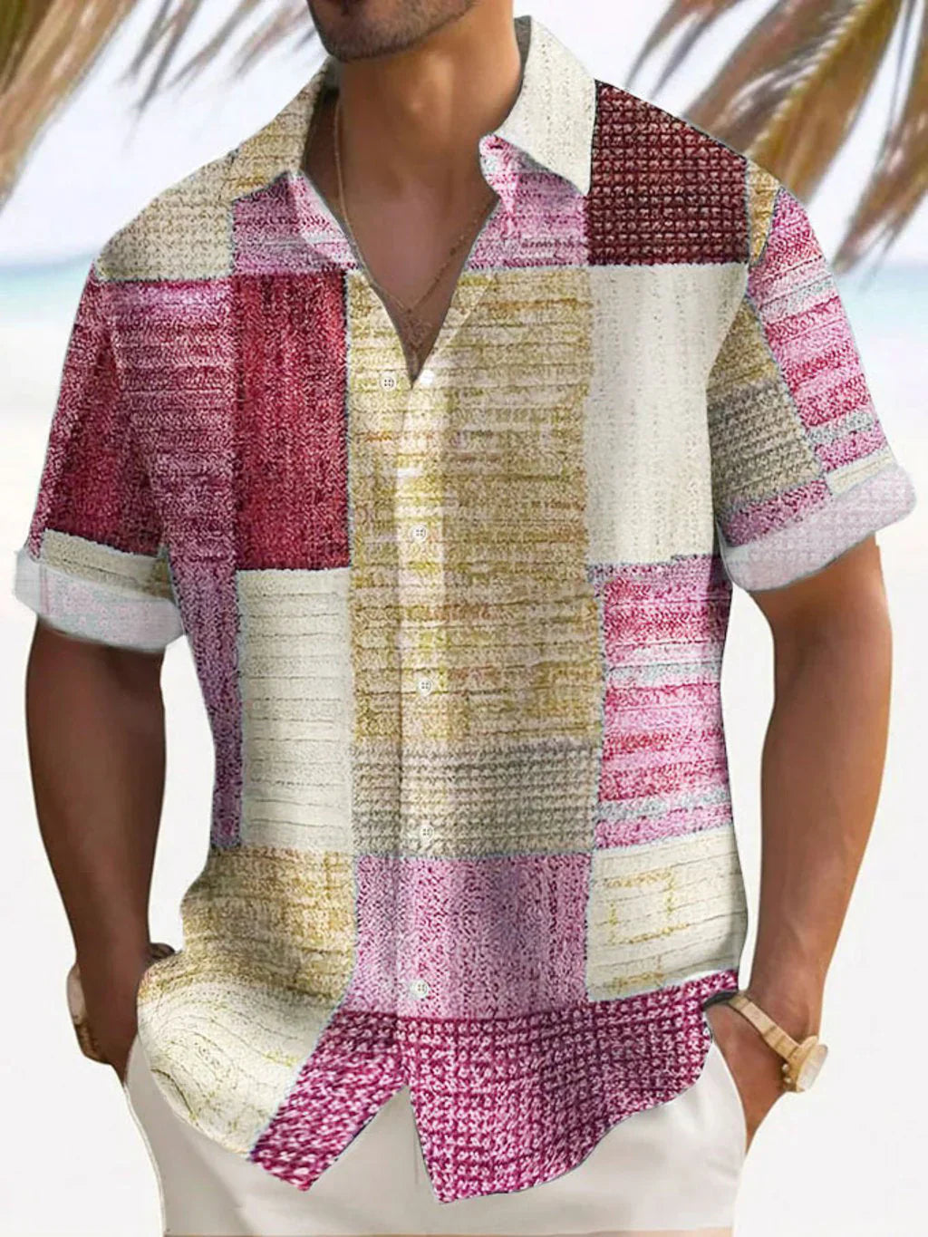 Elegant Patchwork Skjorta