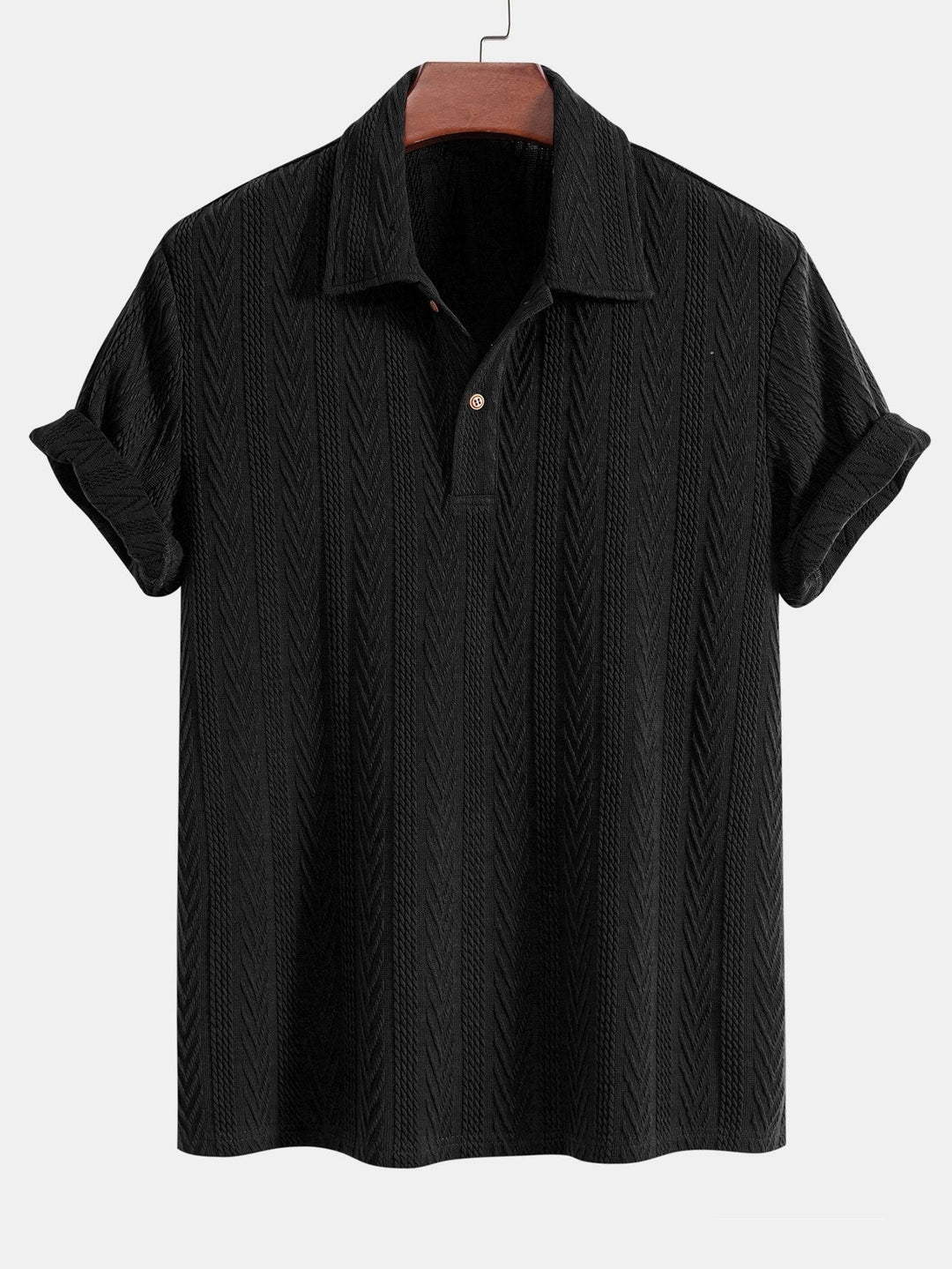 Stickad Geometrisk Jacquard Pikétröja
