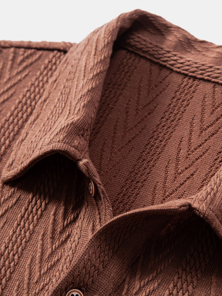 Stickad Geometrisk Jacquard Pikétröja