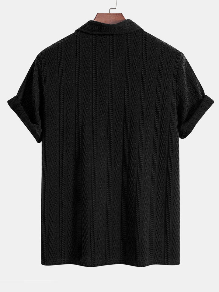 Stickad Geometrisk Jacquard Pikétröja