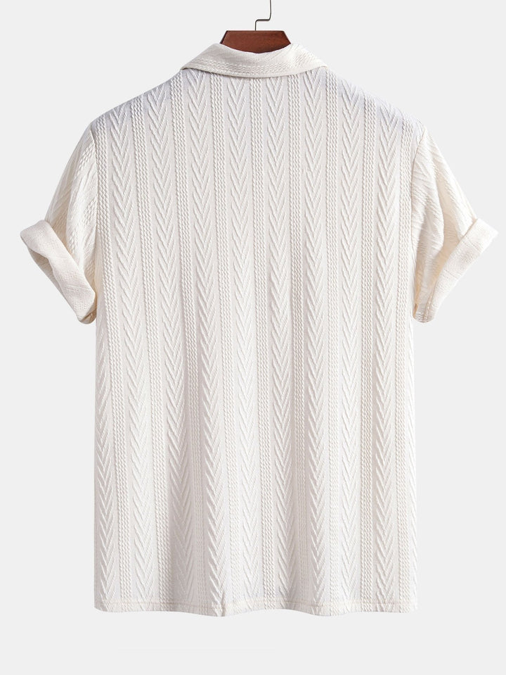 Stickad Geometrisk Jacquard Pikétröja