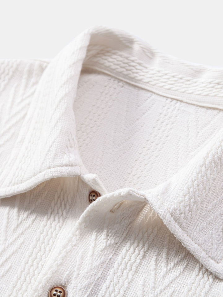 Stickad Geometrisk Jacquard Pikétröja