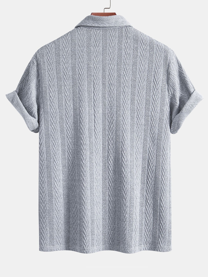 Stickad Geometrisk Jacquard Pikétröja