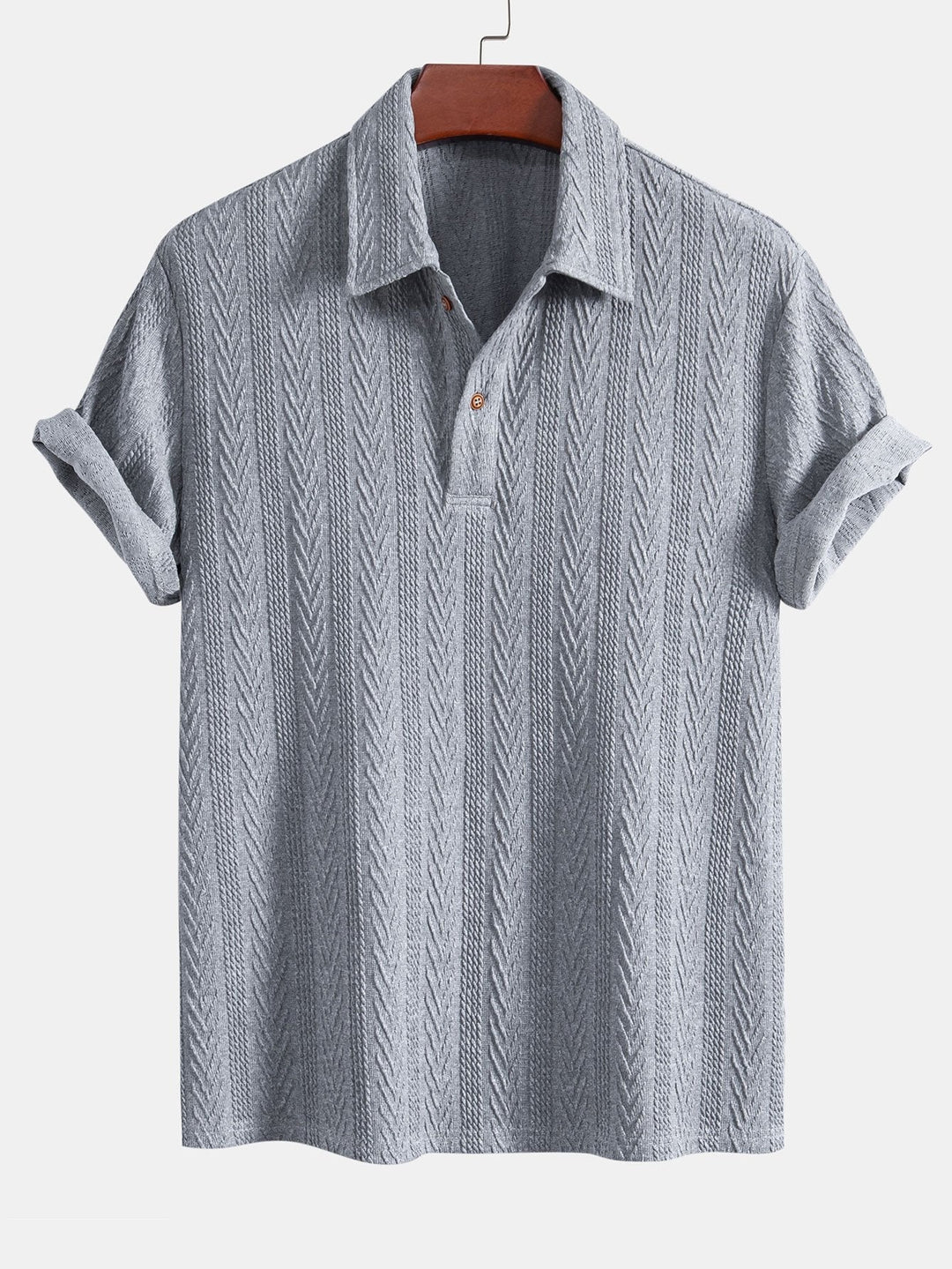 Stickad Geometrisk Jacquard Pikétröja